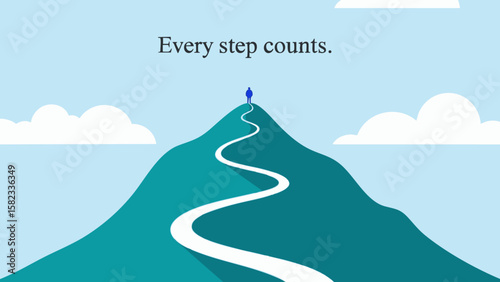 Every Step Counts - Journey to Success Mountain Path Vector