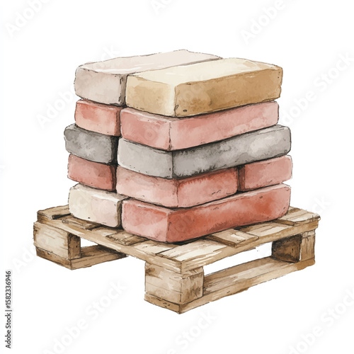 a bricks stacked neatly on a wooden pallet