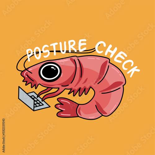 vector illustration of a shrimp with funny quote text