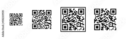 Realistic qr code sticker identification tracking code serial number product id with digital