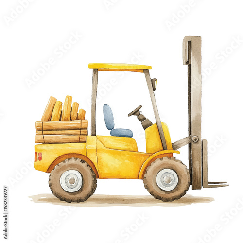 a heavy duty forklift moving construction