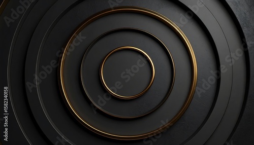 Abstract concentric circles of dark grey and gold