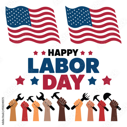 Labor Day USA Celebration Patriotic Workers Tribute Design