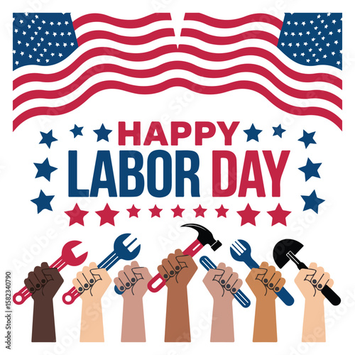 Labor Day USA Celebration Patriotic Workers Tribute Design