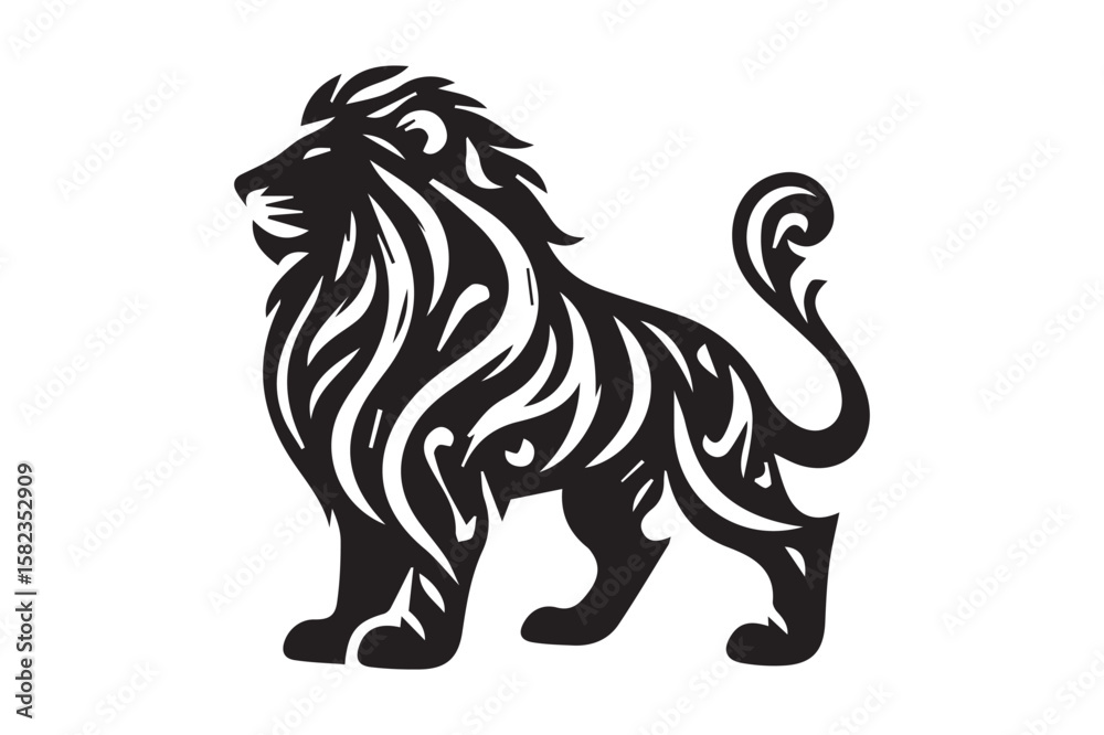 Fototapeta premium lion Silhouette logo. Beautiful, creative Black and White lioness, fighter, lionheart.