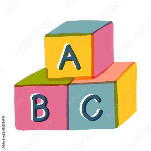 ABC積み木のイラスト素材（幼児教育・知育玩具）