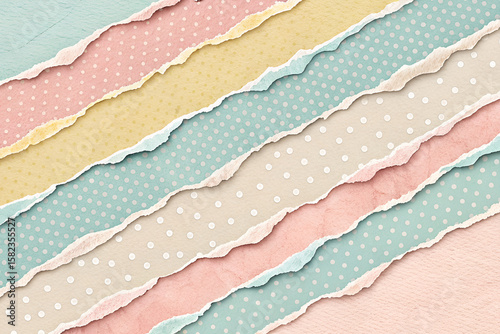 torn paper, torn paper png, transition paper torn, torn paper for design, Diagonal stripes of torn, patterned paper in pastel colors create a vintage textured background