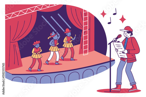 School Drama Club Rehearsal Vector