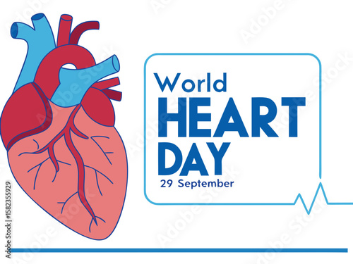 World Heart Day Celebration A Colorful Illustration of the Human Heart on 29 September stylized