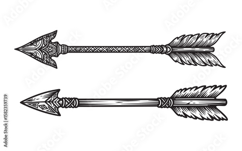 Ornate Arrows Vintage Engraving Vector

