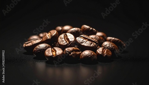 Roasted Coffee Beans: A macro shot captures the rich texture and deep color of roasted coffee beans, inviting you to savor the aroma and anticipation of that first invigorating brew.