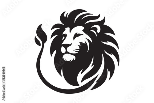 lion Silhouette logo. Creative Black and White lioness, fighter, lionheart.