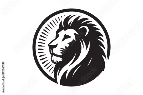 lion Silhouette logo. Creative Black and White lioness, fighter, lionheart.
