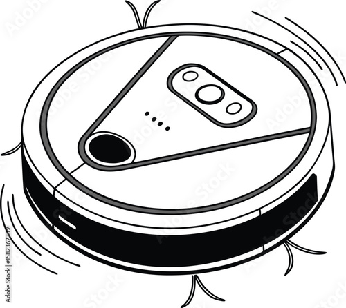 A streamlined robotic vacuum graphic, ideal for depicting modern home automation and cleaning appliances with minimalist design.