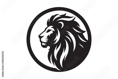 lion Silhouette logo. Creative Black and White lioness, fighter, lionheart.