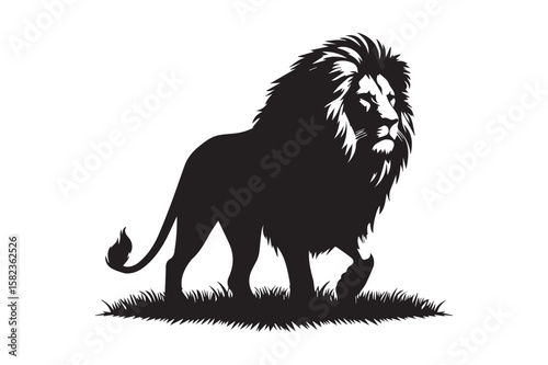lion Silhouette logo. Creative Black and White lioness, fighter, lionheart.