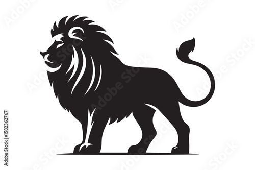 lion Silhouette logo. Creative Black and White lioness, fighter, lionheart.