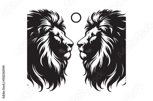 lion Silhouette logo. Creative Black and White lioness, fighter, lionheart.