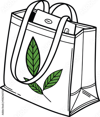 Stylish reusable bag graphic featuring nature inspired leaf designs for eco friendly promotion.