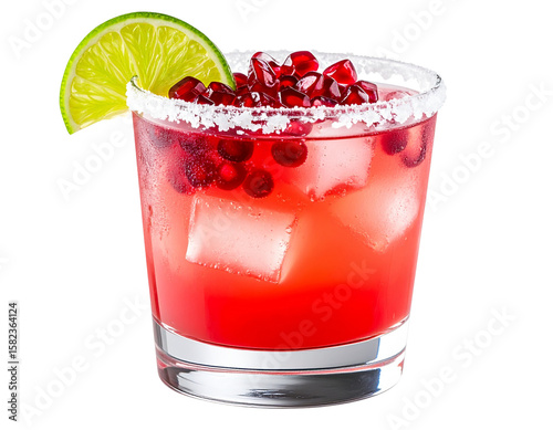  Hyper-Realistic Pomegranate Margarita Cocktail Front View PNG