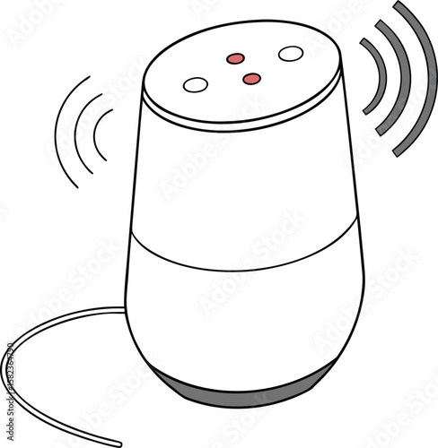 Modern home assistant graphic with sound waves adds sleek style to interfaces.