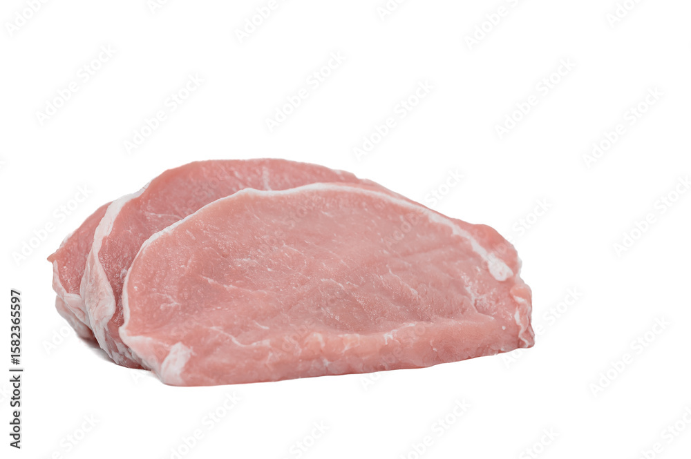Meat for pork chops, raw pork loin cut into slices Meat for pork chops, raw pork loin cut into slices