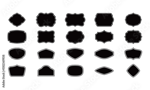 Set of vintage frames, collection of retro labels, badges and banners vector decorative elements