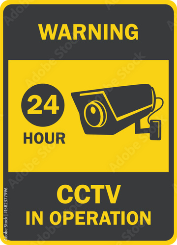 warning 24 hour cctv in operation sign design for templates.