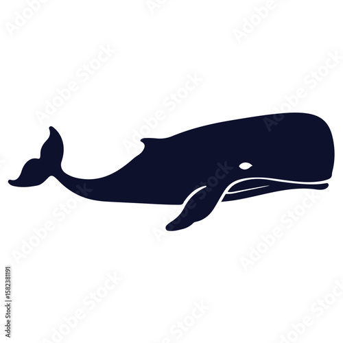 Silhouette Style Vector Blue Whale Logo Icon – Minimalist Ocean Animal Design, Marine Wildlife Symbol, Nautical Sea Creature Emblem, Isolated Graphic for Branding and Nature Themes