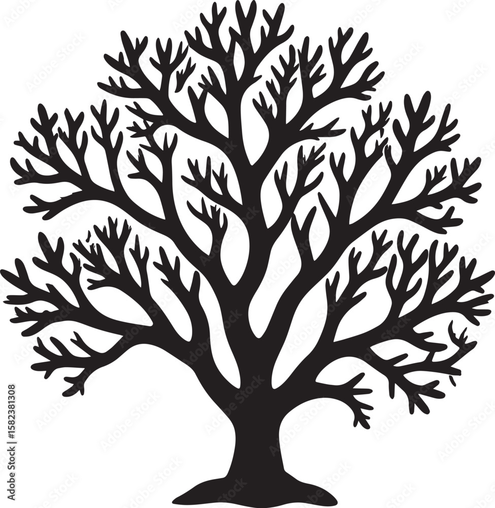 Obraz premium Coral Silhouette Vector Format - Black Underwater Sea Life Illustration Design