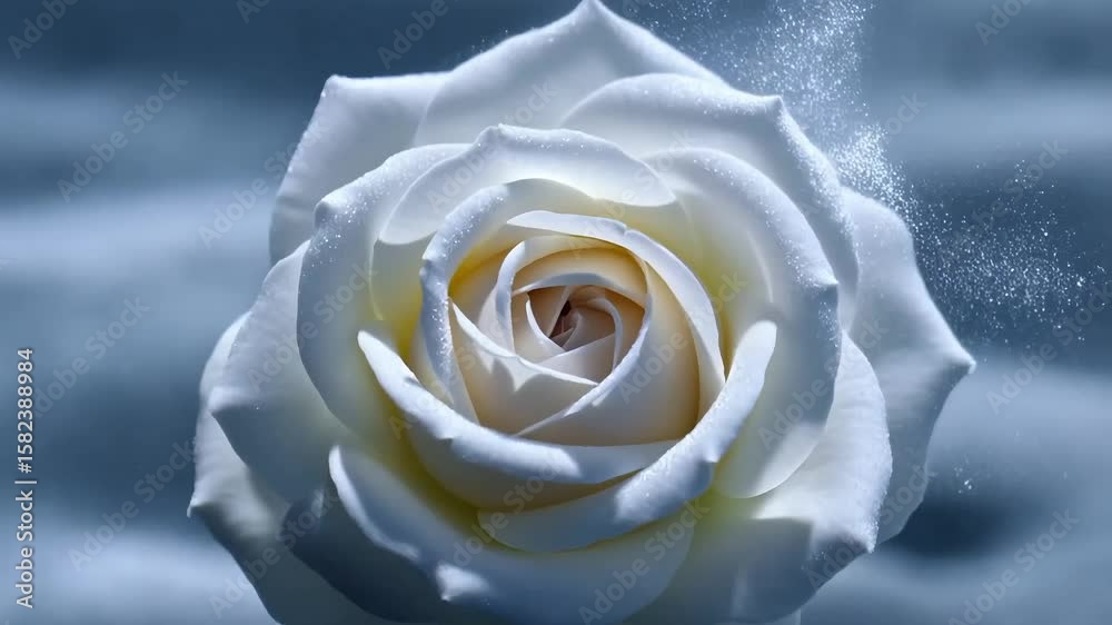 White rose closeup with soft lighting and subtle background details  
