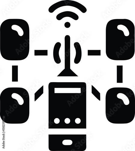 Smart home devices connected to network icon