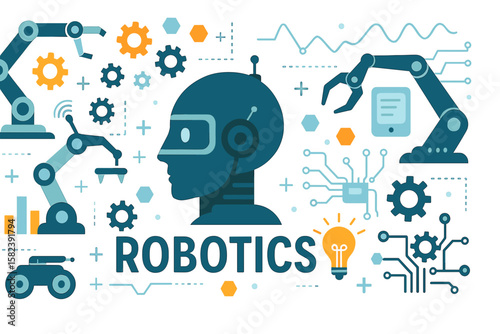 Robotics technology featuring robotic arms and intelligent machinery  