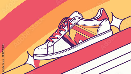 A stylish sneaker illustration with bold colors, embodying a vibrant and energetic mood.