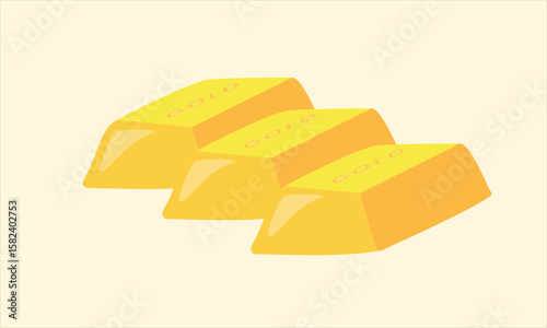 Three stacked gold bars symbolizing wealth, prosperity, and success. Suitable for finance, investment, savings, and business related concepts