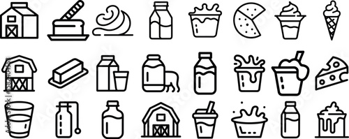 Dairy icon set, vector illustration