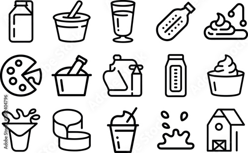 Dairy and milk products icon set