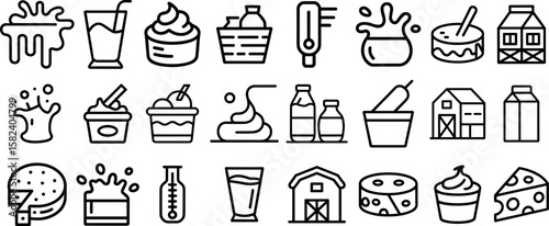 Dairy products milk icon set, vector illustration