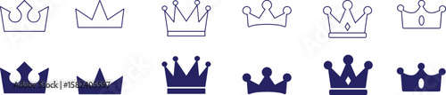  crown icon, stylized ,vector illustration,black and white,line art,minimalist,simple,flat design,icon,symbol,silhouette