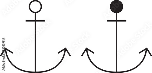 minimalist anchor, simplistic design, , black and white, vector illustration, line art