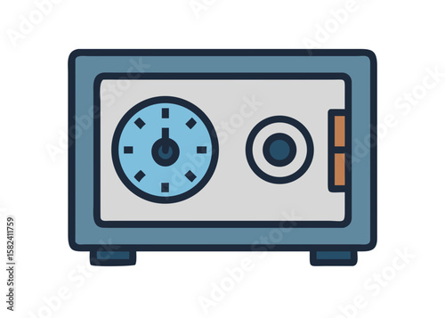 School safe box icon with combination lock