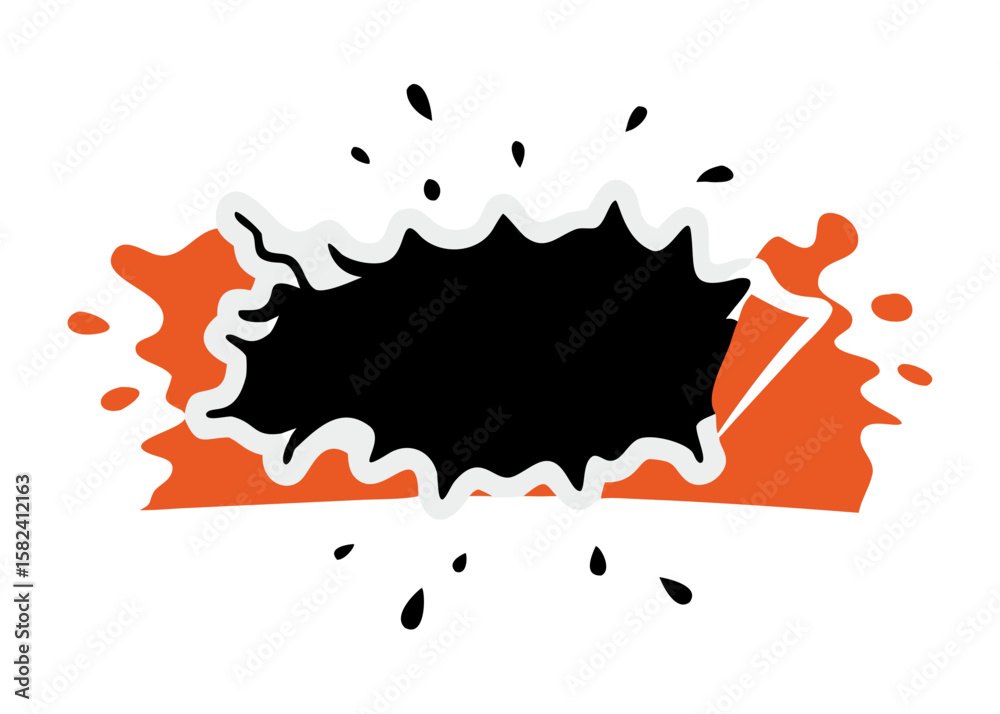 Fototapeta premium Black ink hole on red geometric shape