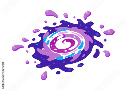 Colorful liquid vortex splash in abstract vector style