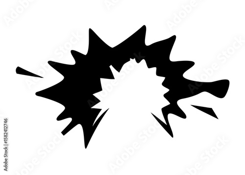 Comic-style explosion with jagged edges in silhouette