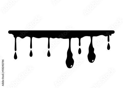 Thin dripping line in silhouette vector