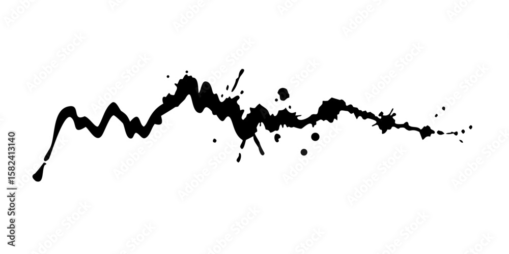 Obraz premium Textured brushstroke with black ink splatter