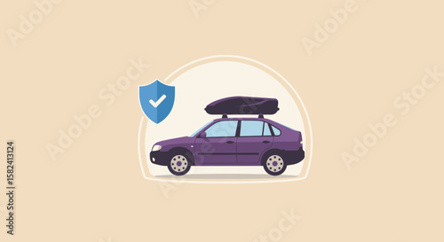 A car is encased in a protective bubble, symbolizing insurance coverage and vehicle safety