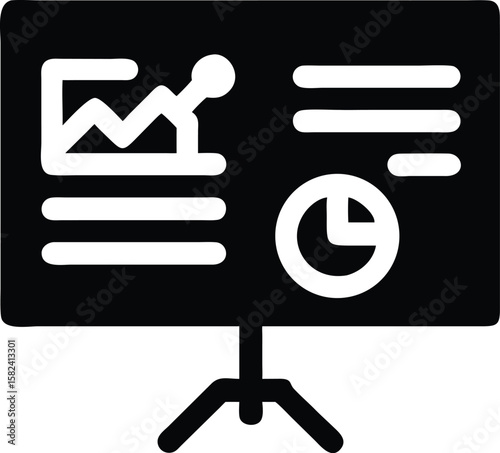 Business presentation with financial data icon