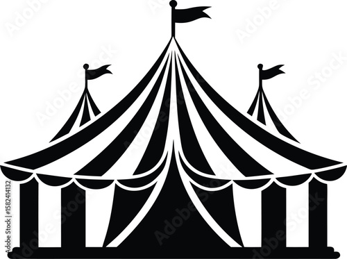circus tent black silhouette vector illustration,circus tent  icon