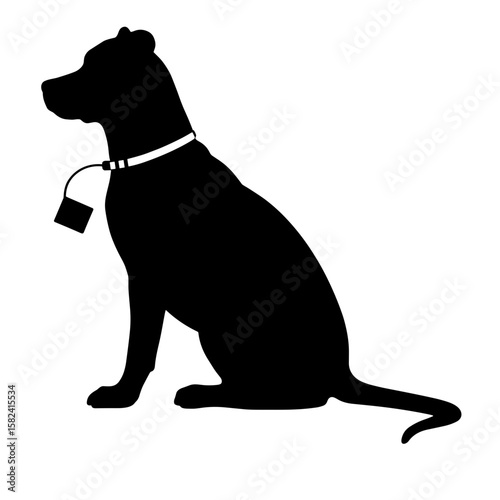 Silhouette of dog with ring box, trusted delivery role, copy-space